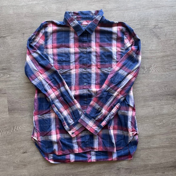UNTUCKit Tops - UNTUCKit Western Casual Pink & Blue Plaid Cotton Button Up Shirt Blouse Sz 18